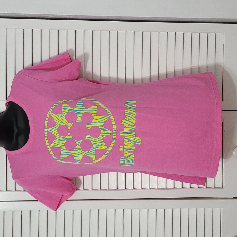 LG Brighton Neon Yellow Blue Pink Short Sleeve Tailored T-Shirt Top